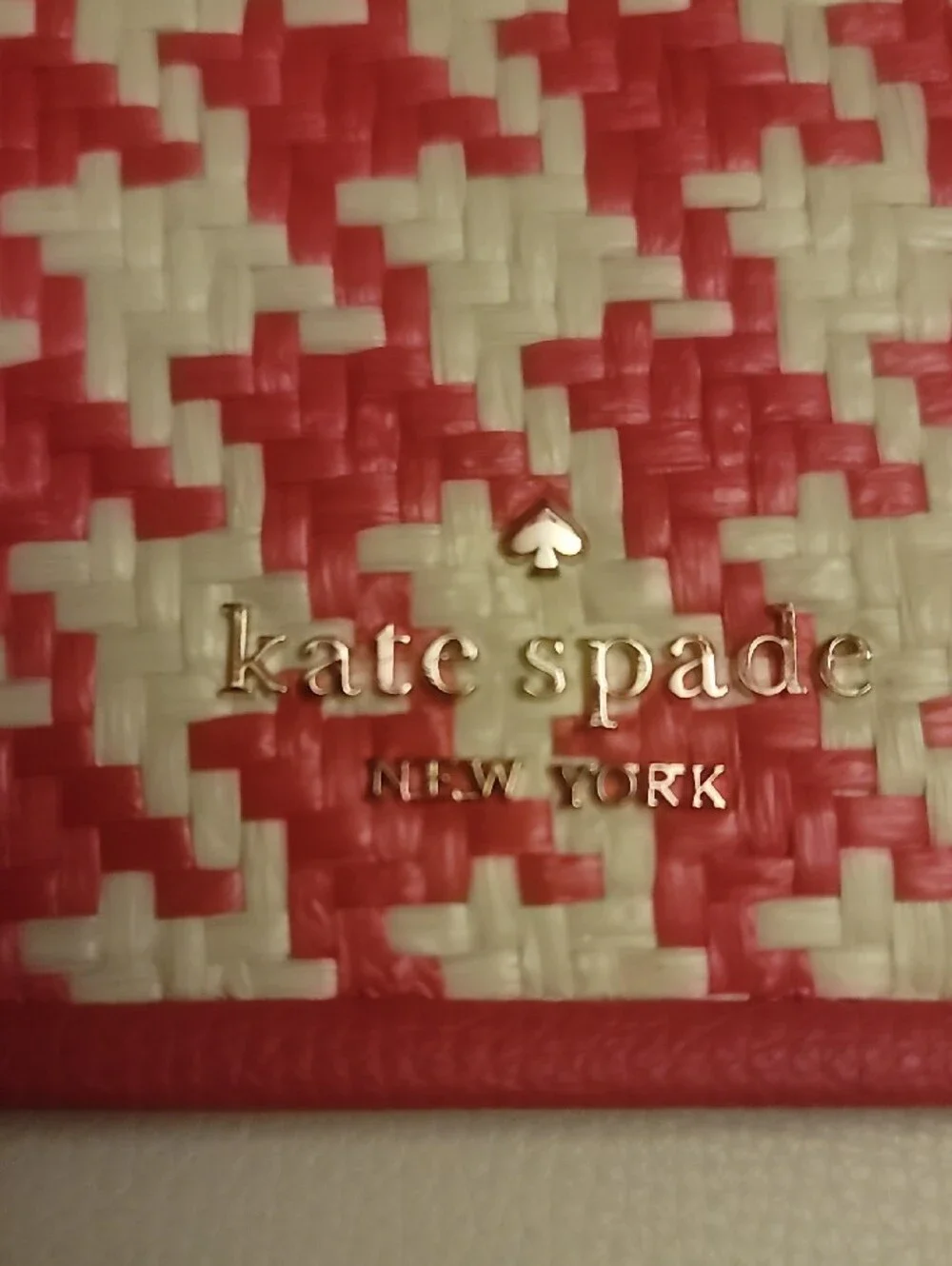Kate Spade Houndstooth Woven Pink N White Chain Shoulder Bag